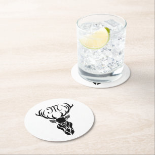Dessous-de-verre Rond En Papier Monogramme de silhouette de stade noir tribal