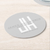 Dessous-de-verre Rond En Papier Monogramme d'entreprise moderne | Gris (Incliné)