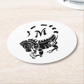 Dessous-de-verre Rond En Papier Monogramme d'Iguana (Incliné)