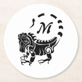 Dessous-de-verre Rond En Papier Monogramme d'Iguana (Devant)