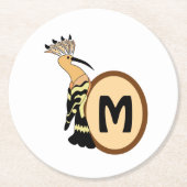 Dessous-de-verre Rond En Papier Monogramme d'oiseau Whimsical Hoopoe (Devant)