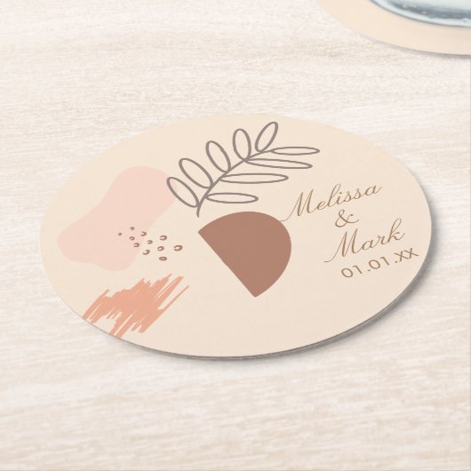 Dessous-de-verre Rond En Papier Monogramme géométrique simple Abstrait (Incliné)