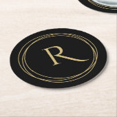 Dessous-de-verre Rond En Papier Monogramme initial en cercles (Incliné)