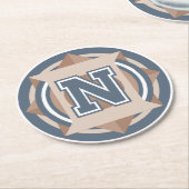 Dessous-de-verre Rond En Papier Monogramme initial personnalisé "N" (Incliné)
