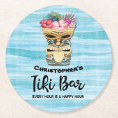 Dessous-de-verre Rond En Papier Monogramme Luau Tiki Bar Party (Devant)