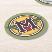 Dessous-de-verre Rond En Papier Monogramme "M" initial (Incliné)