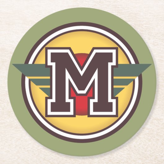 Dessous-de-verre Rond En Papier Monogramme "M" initial (Devant)
