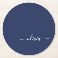 Monogramme moderne bleu marine et blanc
