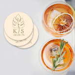 Dessous-de-verre Rond En Papier Monogramme Monstera personnalisé Enregistrer le lo<br><div class="desc">Monogramme Monstera personnalisée Enregistrer le logo de la date Dessous de verre papier rond</div>