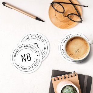 Dessous-de-verre Rond En Papier Monogramme personnalisé rond blanc pour l'emplacem