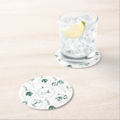 Dessous-de-verre Rond En Papier Monogramme vert Bauble ornements de Noël Motif (En situation)