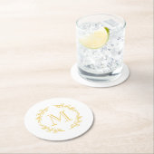 Dessous-de-verre Rond En Papier Monogramme vintage (En situation)