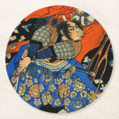 DESSOUS-DE-VERRE ROND EN PAPIER MONSTRE DE COMBAT SAMURAI (Devant)