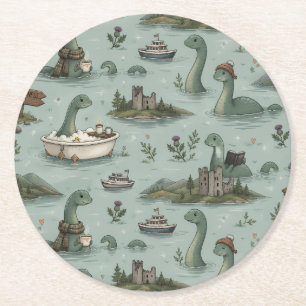 Dessous-de-verre Rond En Papier Monstre du Loch Ness