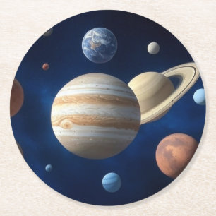 Dessous-de-verre Rond En Papier Montage d'un système solaire