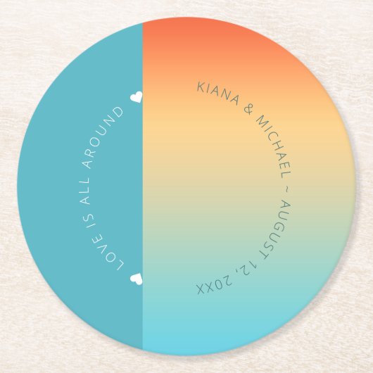 Dessous-de-verre Rond En Papier Mood Gradient Mariage Ciel tropical ID741 (Devant)