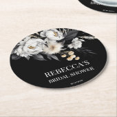 Dessous-de-verre Rond En Papier Moody noir boho nuptiale douche faveurs (Incliné)