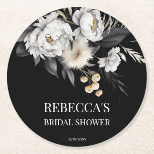 Dessous-de-verre Rond En Papier Moody noir boho nuptiale douche faveurs