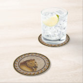 Dessous-de-verre Rond En Papier Mosaïque du lion romain (En situation)