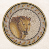 Dessous-de-verre Rond En Papier Mosaïque du lion romain (Devant)