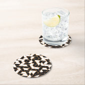 Dessous-de-verre Rond En Papier Mosaïque noire et Marbre blanc (En situation)