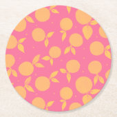 Dessous-de-verre Rond En Papier motif Abstrait tangerine rose et jaune (Devant)