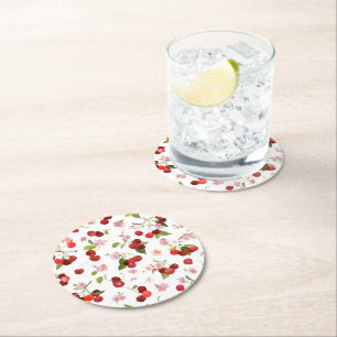Dessous-de-verre Rond En Papier Motif cerise 1