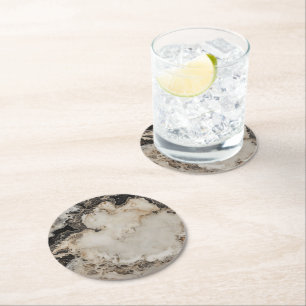 Dessous-de-verre Rond En Papier Motif couleur marbre