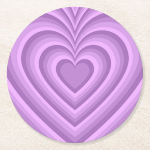 Dessous-de-verre Rond En Papier Motif d'amour du coeur hypnotique violet