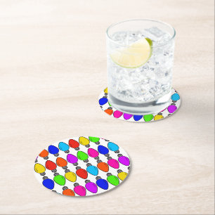 Dessous-de-verre Rond En Papier Motif d'ampoules de Noël