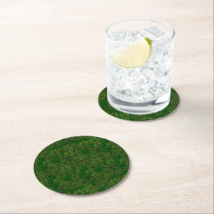 Dessous-de-verre Rond En Papier Motif d'art numérique Champ de trèfles Saint-Patri