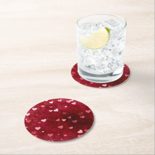 Dessous-de-verre Rond En Papier Motif de coeur doux