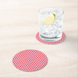 Dessous-de-verre Rond En Papier Motif de cœurs gribouillés à la main rouge sur épi