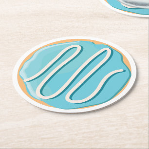 Dessous-de-verre Rond En Papier Motif de Donuts Colorés Rétro pour une Fête Amusan