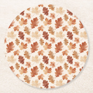 Dessous-de-verre Rond En Papier Motif de feuille d'automne confortable