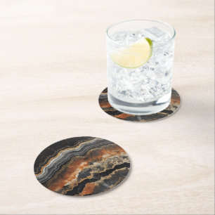 Dessous-de-verre Rond En Papier Motif de gemme naturel Onyx