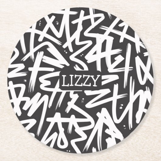 Dessous-de-verre Rond En Papier Motif de nom de graffiti personnalisé — Urbain sur (Devant)