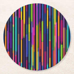 Dessous-de-verre Rond En Papier Motif de rayure verticale néon