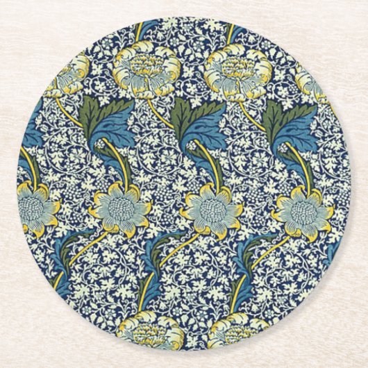 Dessous-de-verre Rond En Papier Motif de William Morris Kennet (bleu) (Devant)