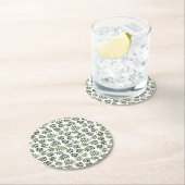 Dessous-de-verre Rond En Papier Motif des branches vertes aquarelle (En situation)