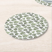 Dessous-de-verre Rond En Papier Motif des branches vertes aquarelle (Incliné)