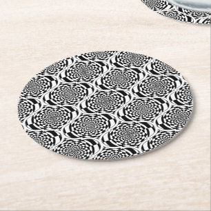 Dessous-de-verre Rond En Papier Motif d'hypnose noir blanc + vos idées