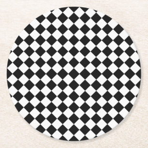 Dessous-de-verre Rond En Papier Motif diamant noir et blanc par Shirley Taylor