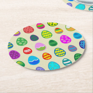 Dessous-de-verre Rond En Papier Motif d'œufs de Pâques