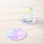 Dessous-de-verre Rond En Papier Motif en marbre arc-en-ciel (En situation)
