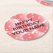 Dessous-de-verre Rond En Papier Motif étoile rose (Incliné)