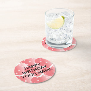 Dessous-de-verre Rond En Papier Motif Étoile Rose Mignon
