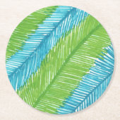 Dessous-de-verre Rond En Papier Motif Feuille Green and Blue Palm (Devant)