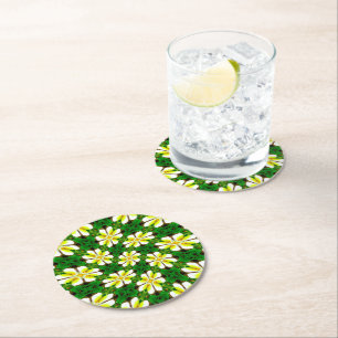 Dessous-de-verre Rond En Papier Motif frangipanier jaune