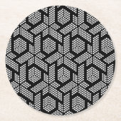 Dessous-de-verre Rond En Papier Motif géométrique à points noirs et blancs (Devant)